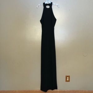 Black Halter top prom evening dress, full length